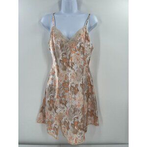 Adonna S Nightgown Peach Floral Satin Chemise Lace Lingerie Sexy Romantic‎